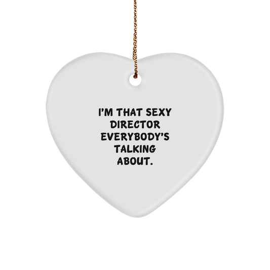 Funny Director Heart Ornament Gifts from Men to Friends, Unique Christmas Unique Gifts for Director, Heart Shaped White Ornament - Image 1