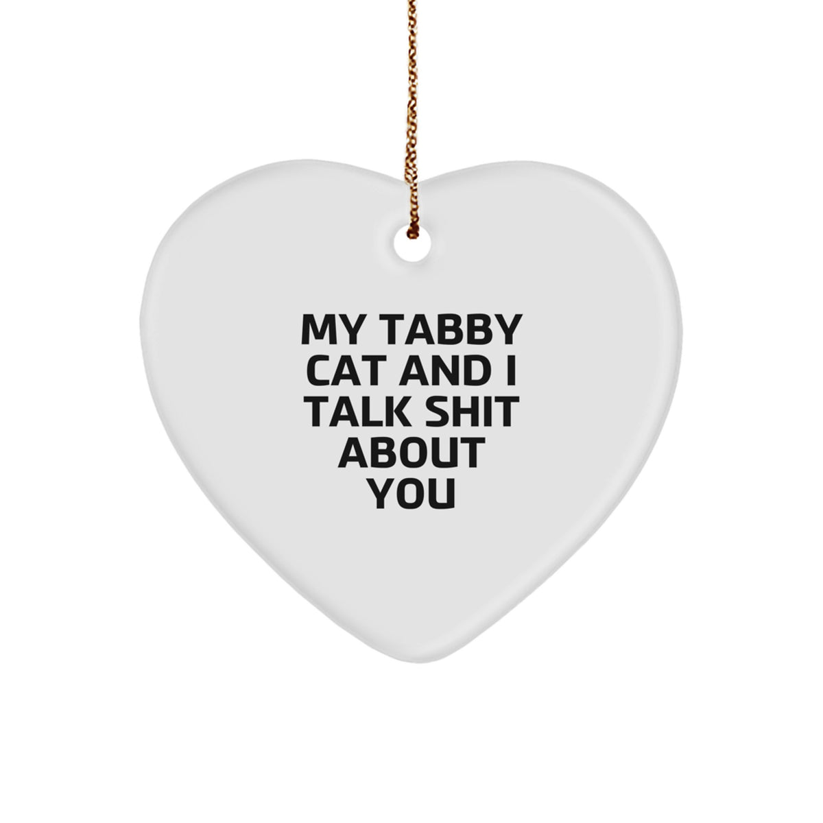 Christmas Gift for Her Tabby Cat Heart Ornament Present With Quote - Image 1