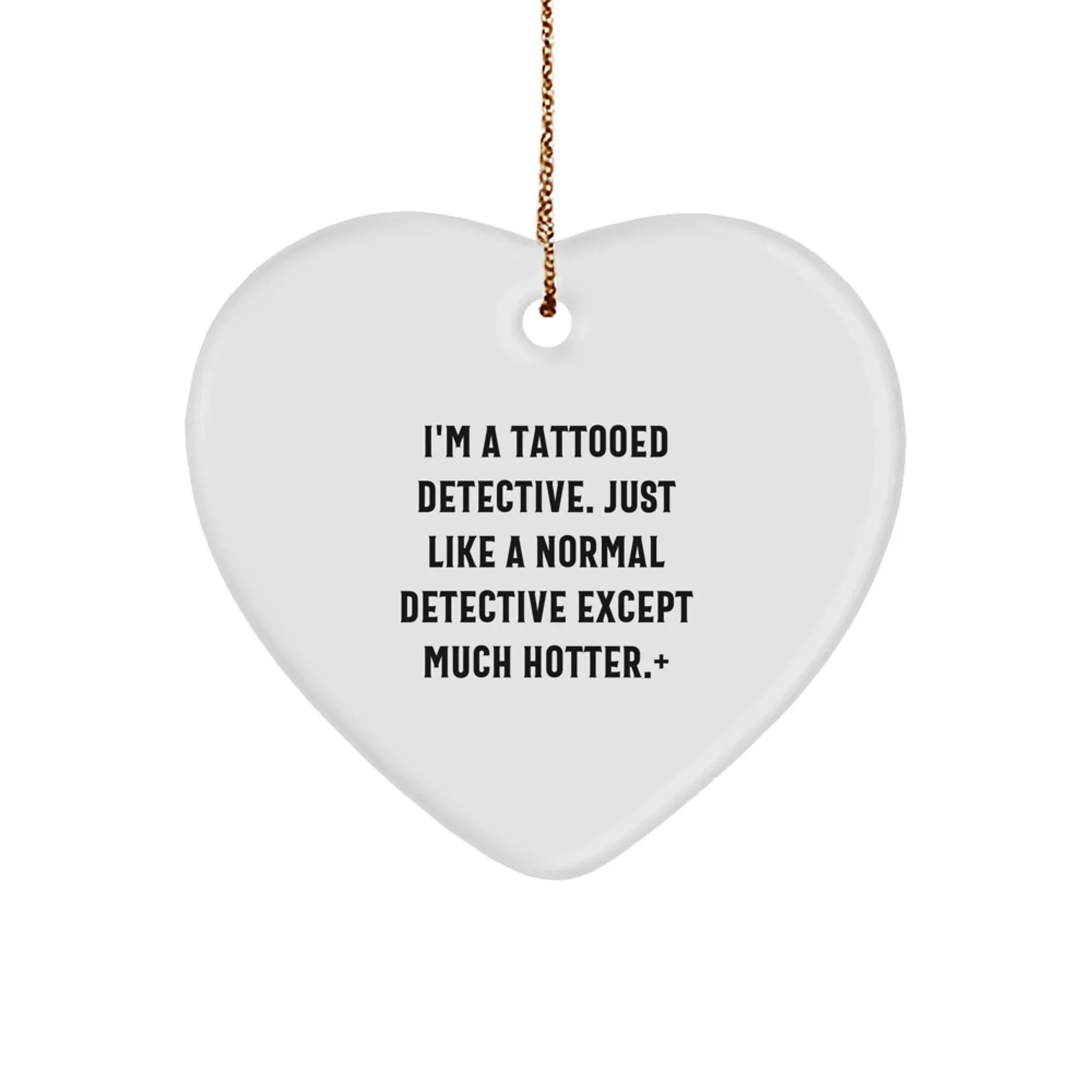 Detective Heart Ornament Gifts from Friends for Men - Cute Tattooed Detective Christmas Unique Gifts