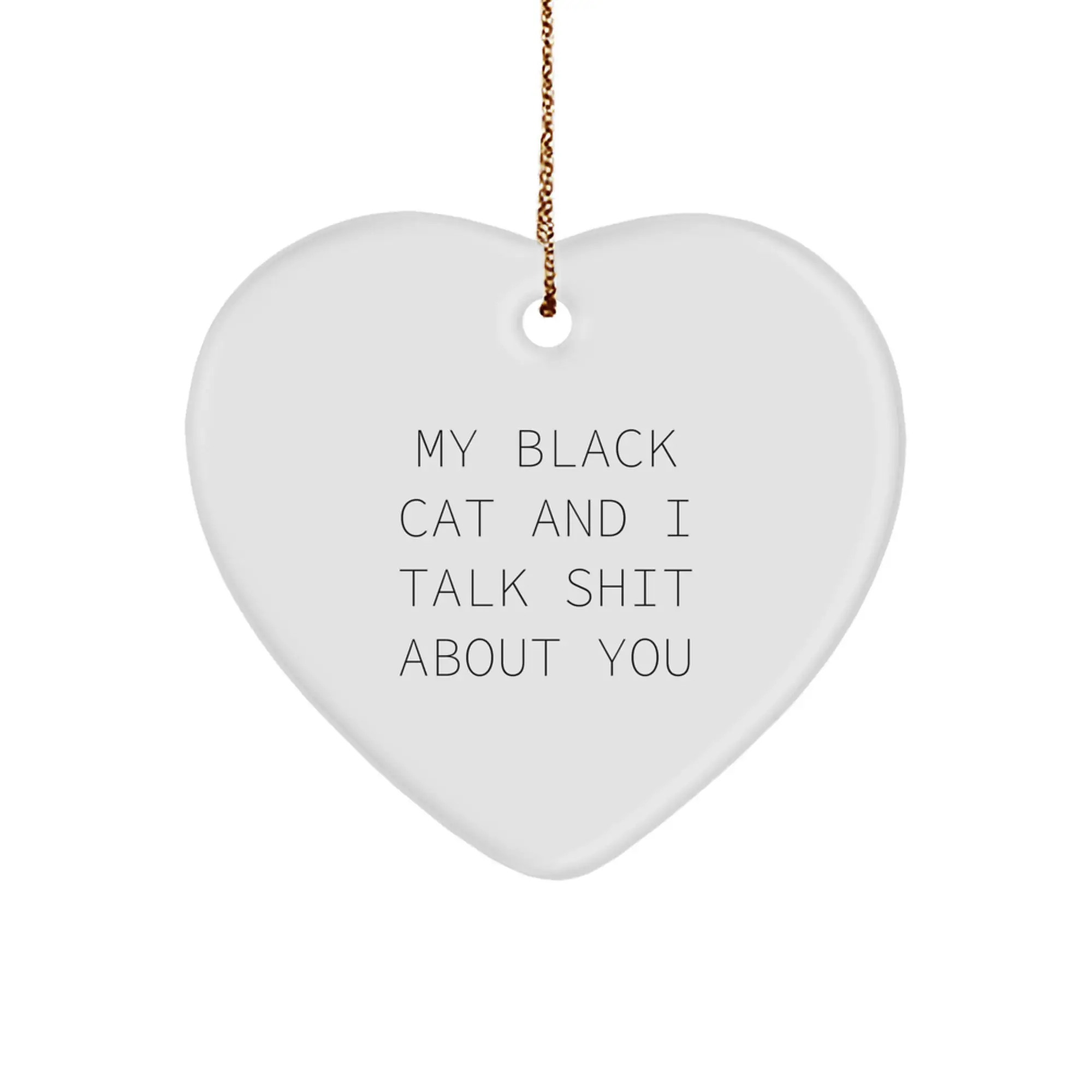 Funny Black Cat Heart Ornament Gifts for Black Cat Lovers on Christmas Unique Gifts from Friends - Image 1