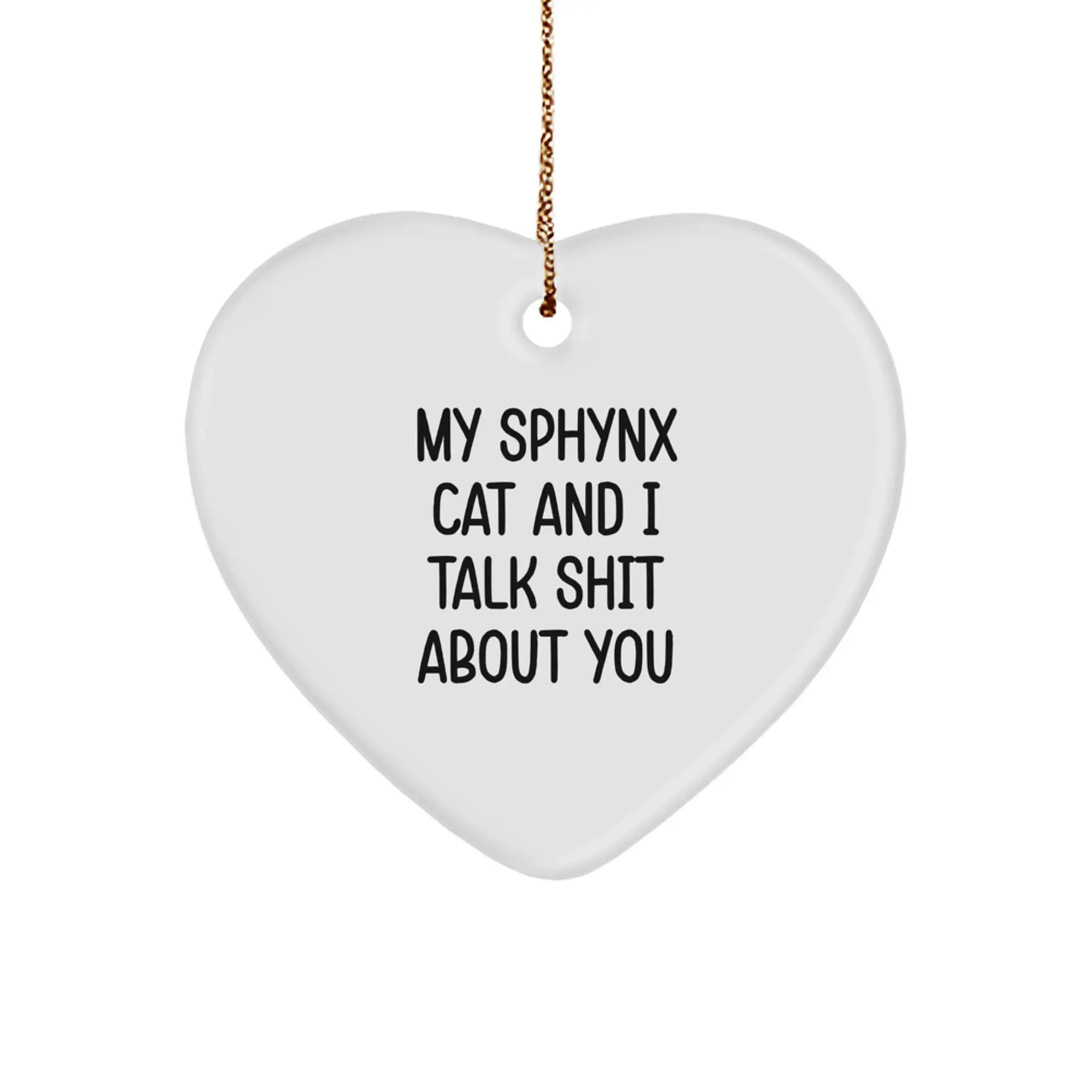 Funny Sphynx Cat Heart Ornament Gifts for Friends from Sphynx Cat Lovers, Christmas Unique Gifts - Image 1
