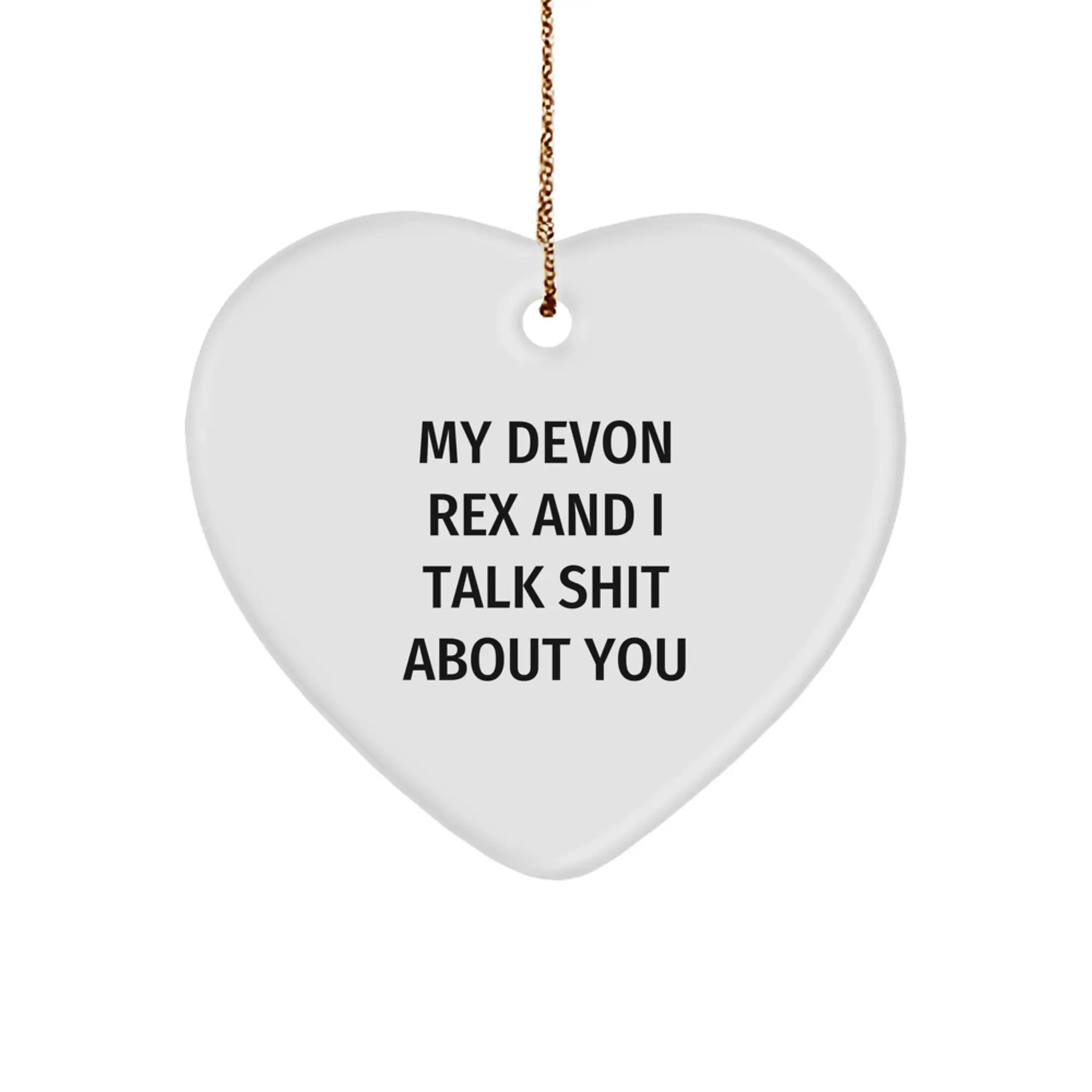 Funny Devon Rex Cat Heart Ornaments for Christmas Unique Gifts from Friends, Family, or Coworkers to Devon Rex Cat Lovers - Image 1