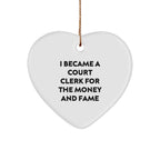Funny Court Clerk Heart Ornament Gifts from Friends, Family, Coworkers to Court Clerk, Men, Women, Christmas Unique Presents
