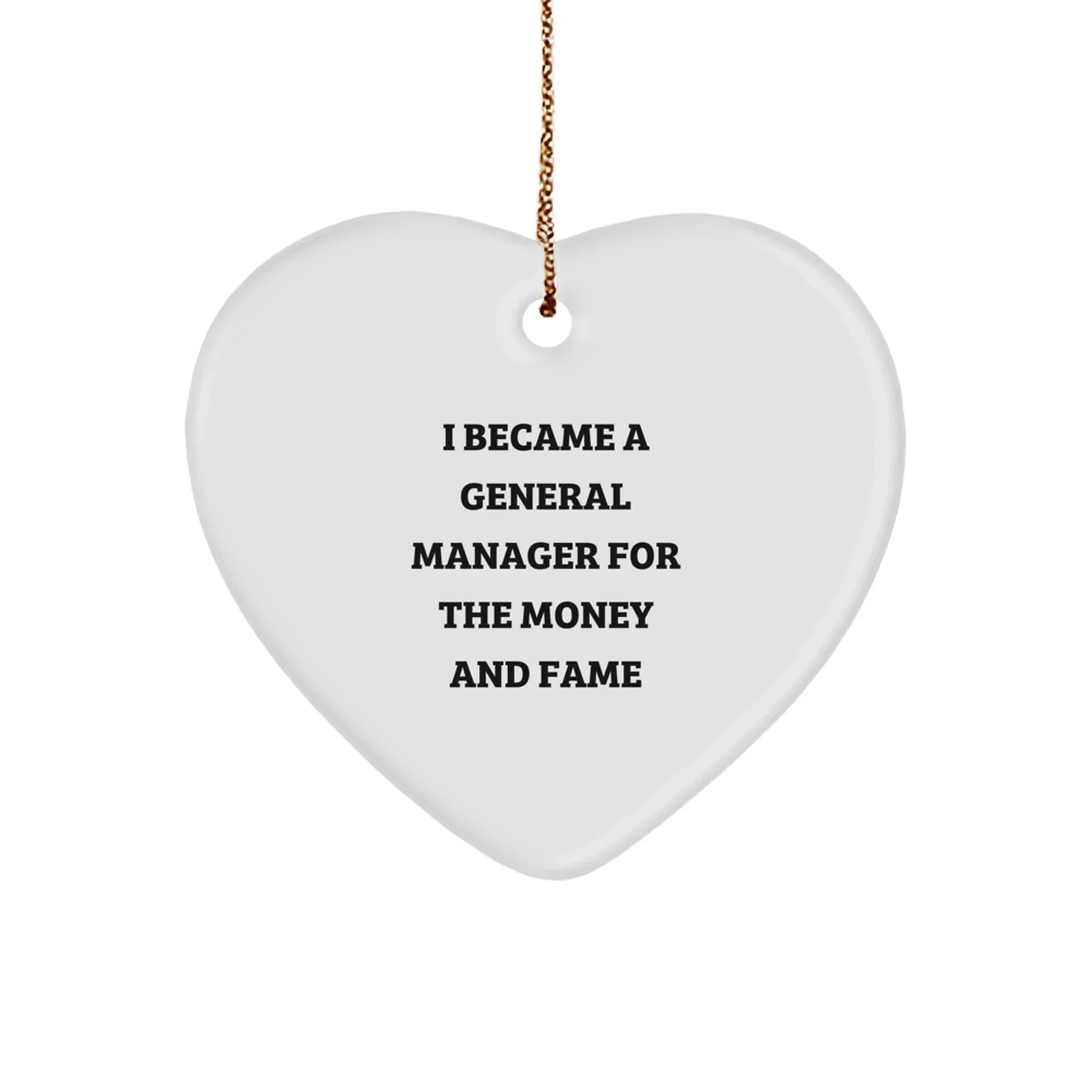 Funny General Manager Gifts for Men - Heart Ornament for Coworkers - Christmas Unique Presents for General Manager Colleagues