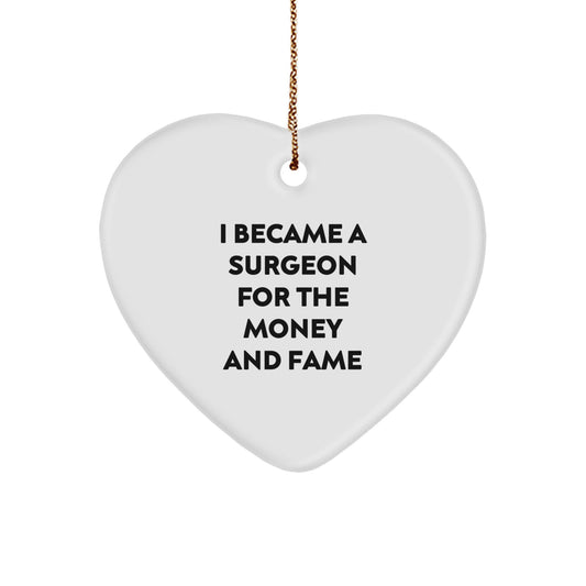 Funny Quote Surgeon Gifts from Friends for Surgeons Christmas Unique Ornament Heart Shaped Decorations - Image 1