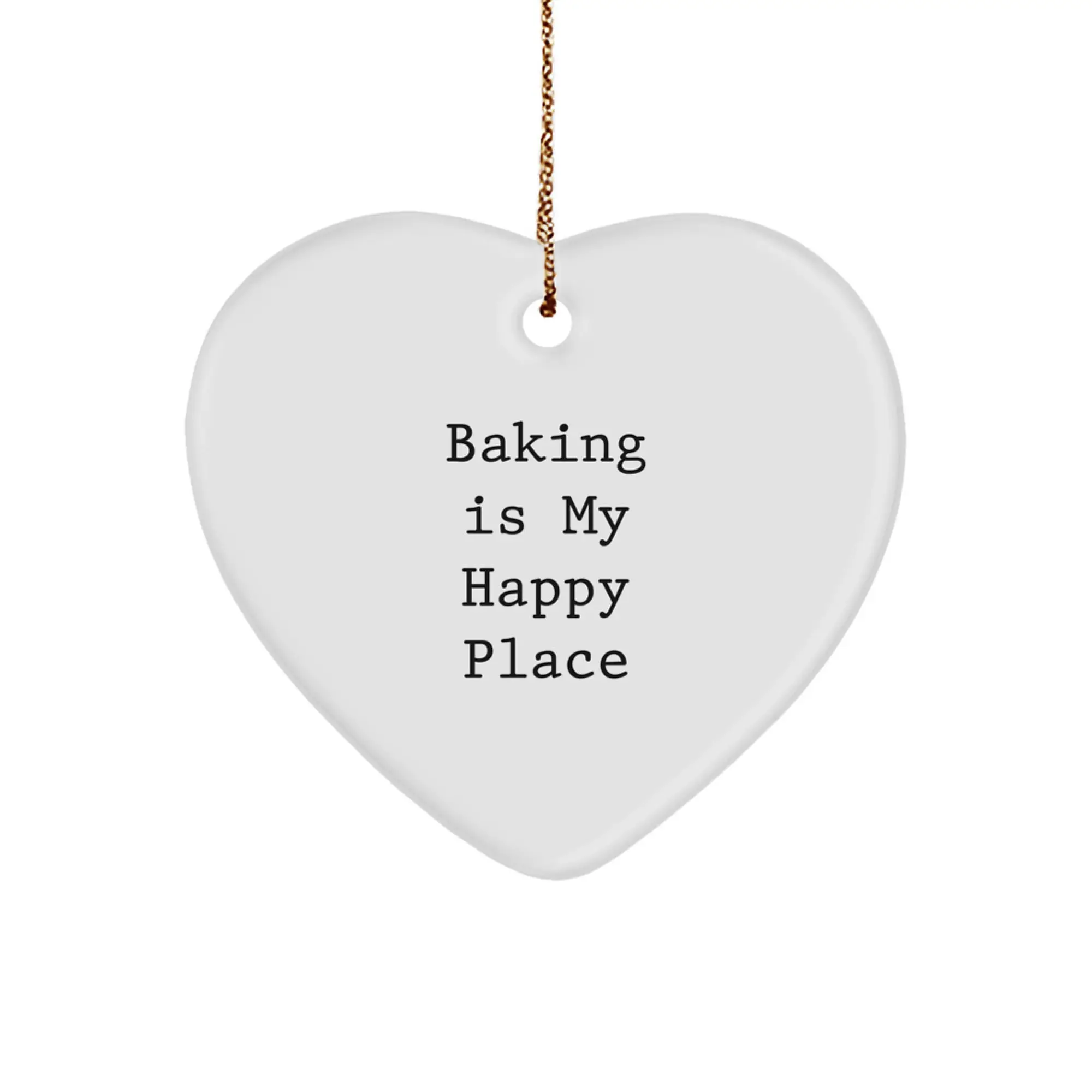 Baking Gifts for Women, Heart Ornament with 'Baking Is My Happy Place' Quote, Christmas Unique Gifts from Friends - Image 1