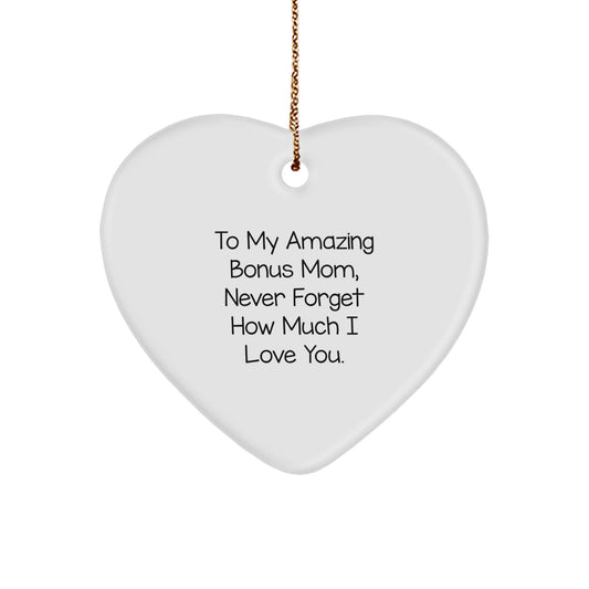 Funny Bonus Mom Gifts from Men for Christmas Unique Presents - To My Amazing Bonus Mom Heart Ornament - Image 1