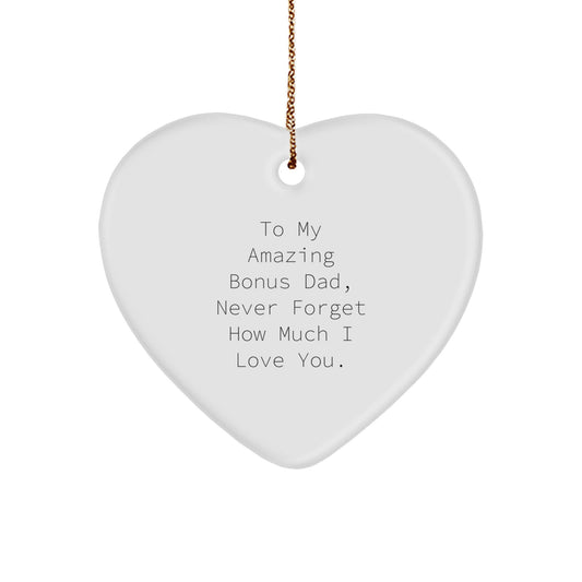 Funny Bonus Dad Gifts from Men - Heart Ornament for Christmas Unique Gifts - Image 1