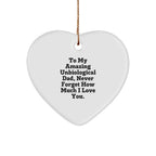 Funny Unbiological Dad Gifts - To My Amazing Unbiological Dad, Heart Ornament, Christmas Unique Gifts from Family to Unbiological Dad