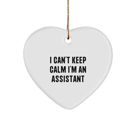 Funny I Can't Keep Calm I'm An Assistant Heart Ornament Gifts from Men to Friends, Funny Assistant Gifts for Friends, Heart Ornament with Funny Quote for Christmas Unique Gifts - Image 1