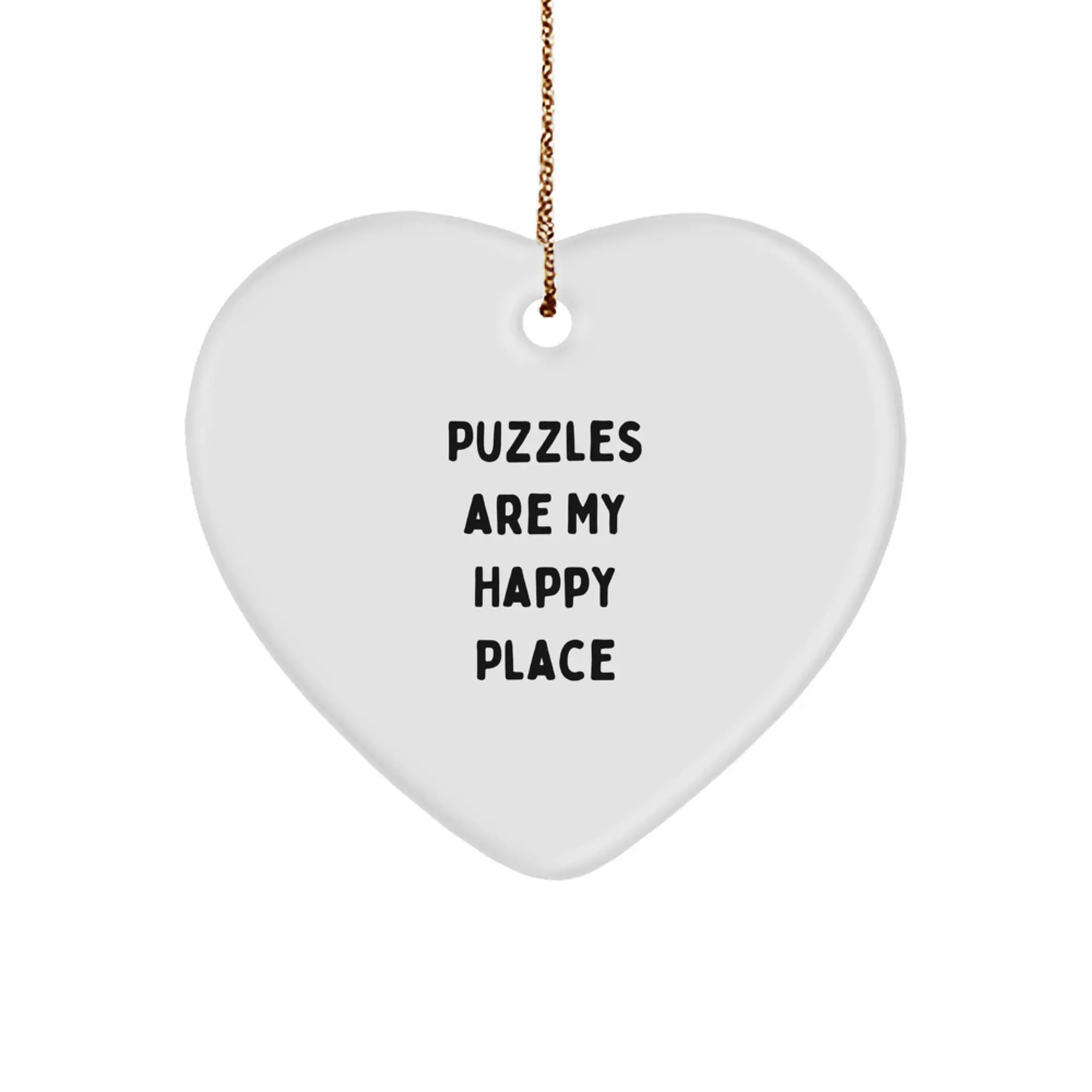 Puzzles Gifts for Her Family Heart Ornament Funny Quote 'Puzzles Are My Happy Place' Christmas - Image 1