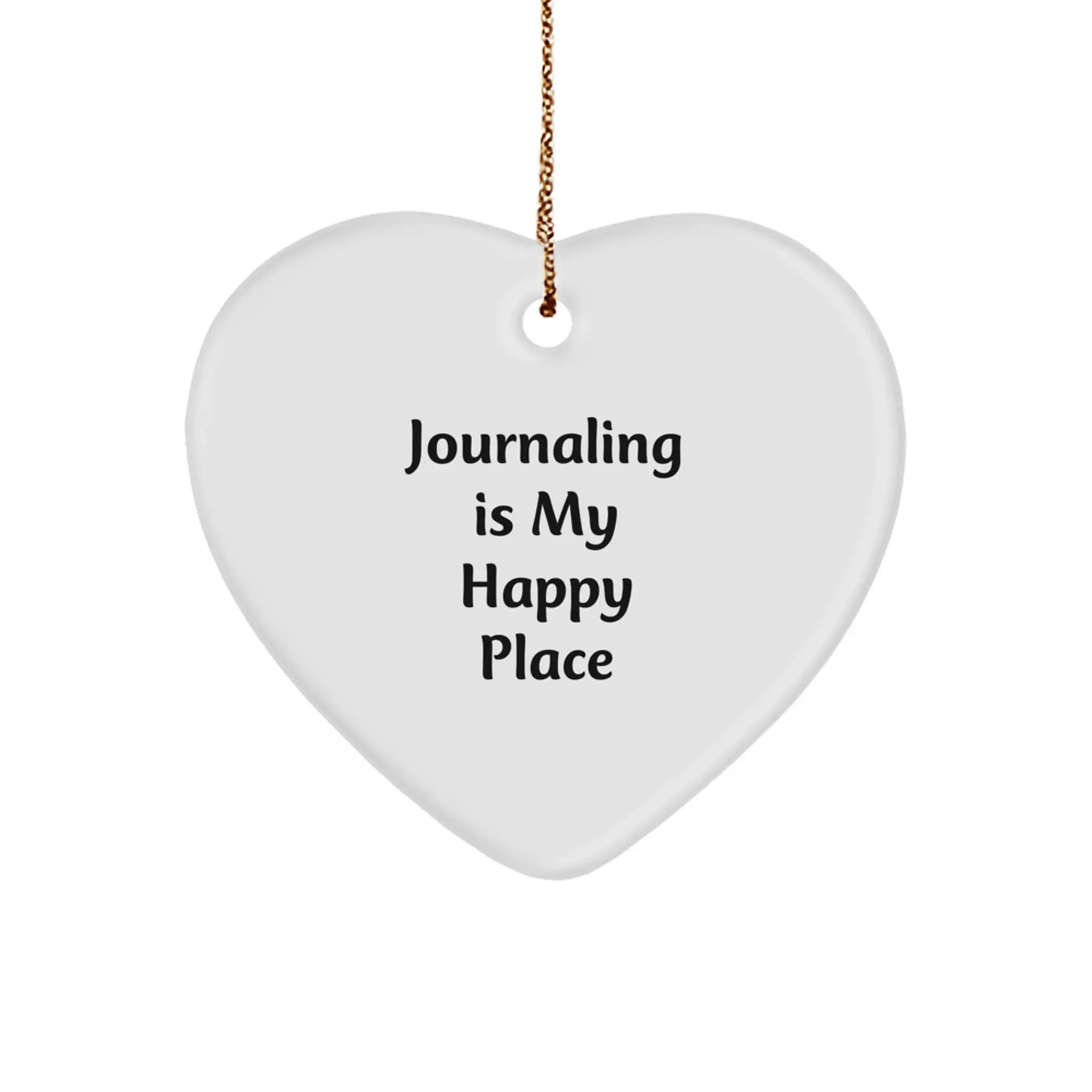 Gifts from Women for Journaling Lovers - 'Journaling Is My Happy Place' Heart Ornament, Christmas Unique Decor for Home - Image 1