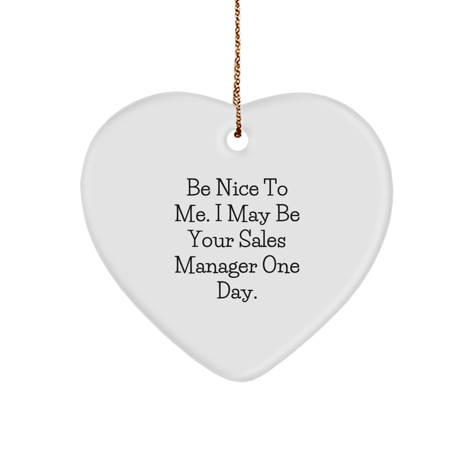 Funny Sales Manager Gifts, Heart Ornament for Sales Manager, Be Nice To Me I May Be Your Sales Manager One Day Gifts from Friends to Family - Image 1