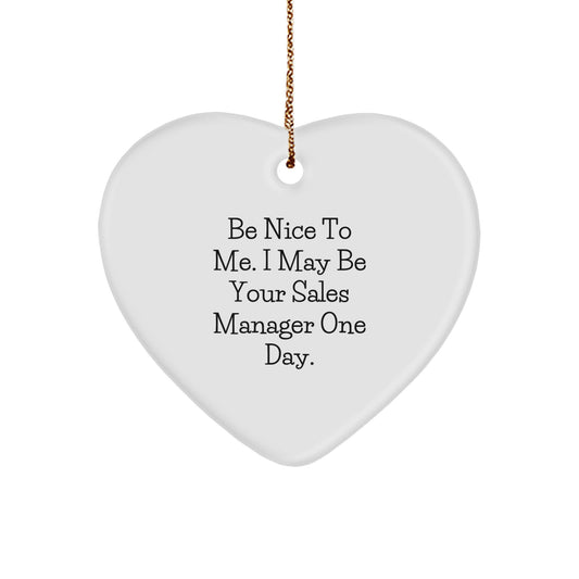 Funny Sales Manager Gifts, Heart Ornament for Sales Manager, Be Nice To Me I May Be Your Sales Manager One Day Gifts from Friends to Family - Image 1