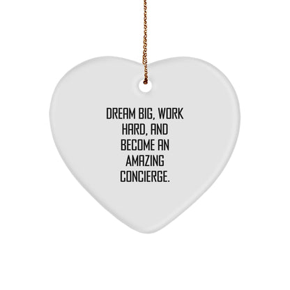 Gifts from Friends, Family, or Coworkers - Concierge Heart Ornament with Inspirational Quote - Unique Christmas Unique Gift for Men, Women, or Concierge - Image 1