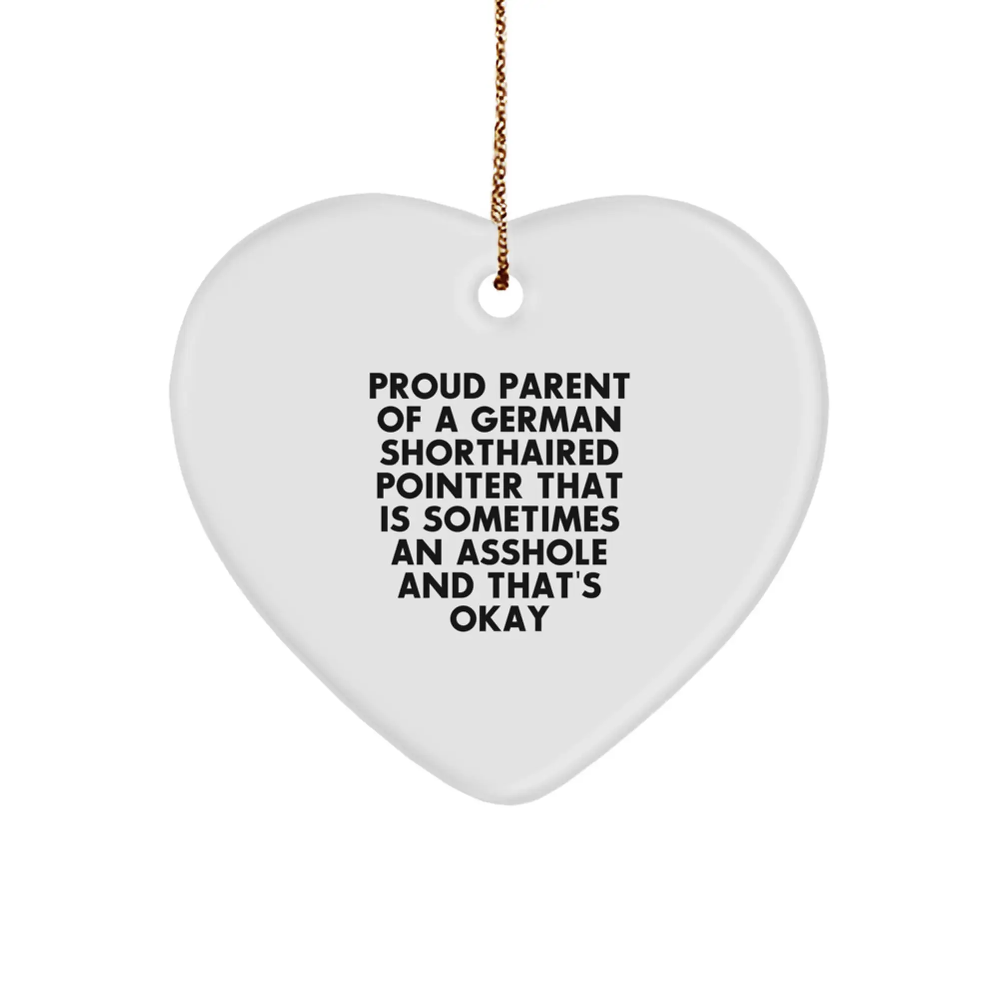 Funny German Shorthaired Pointer Dog Christmas Heart Ornament Gifts for Men, Women, and Friends from Proud Parents - Image 1