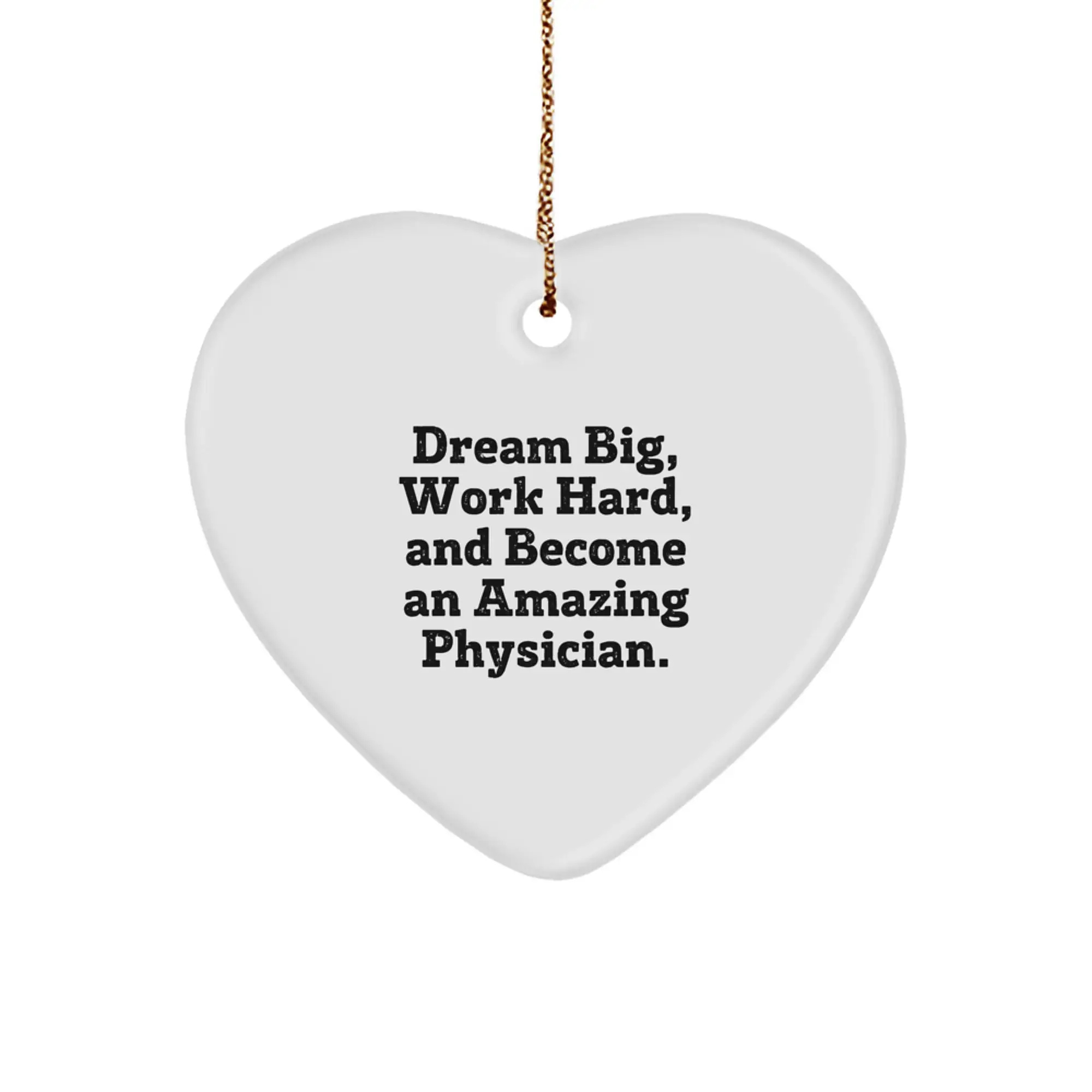 Inspiring Physician Heart Ornament Gifts from Friends for Christmas - Work Hard, Dream Big - Image 1