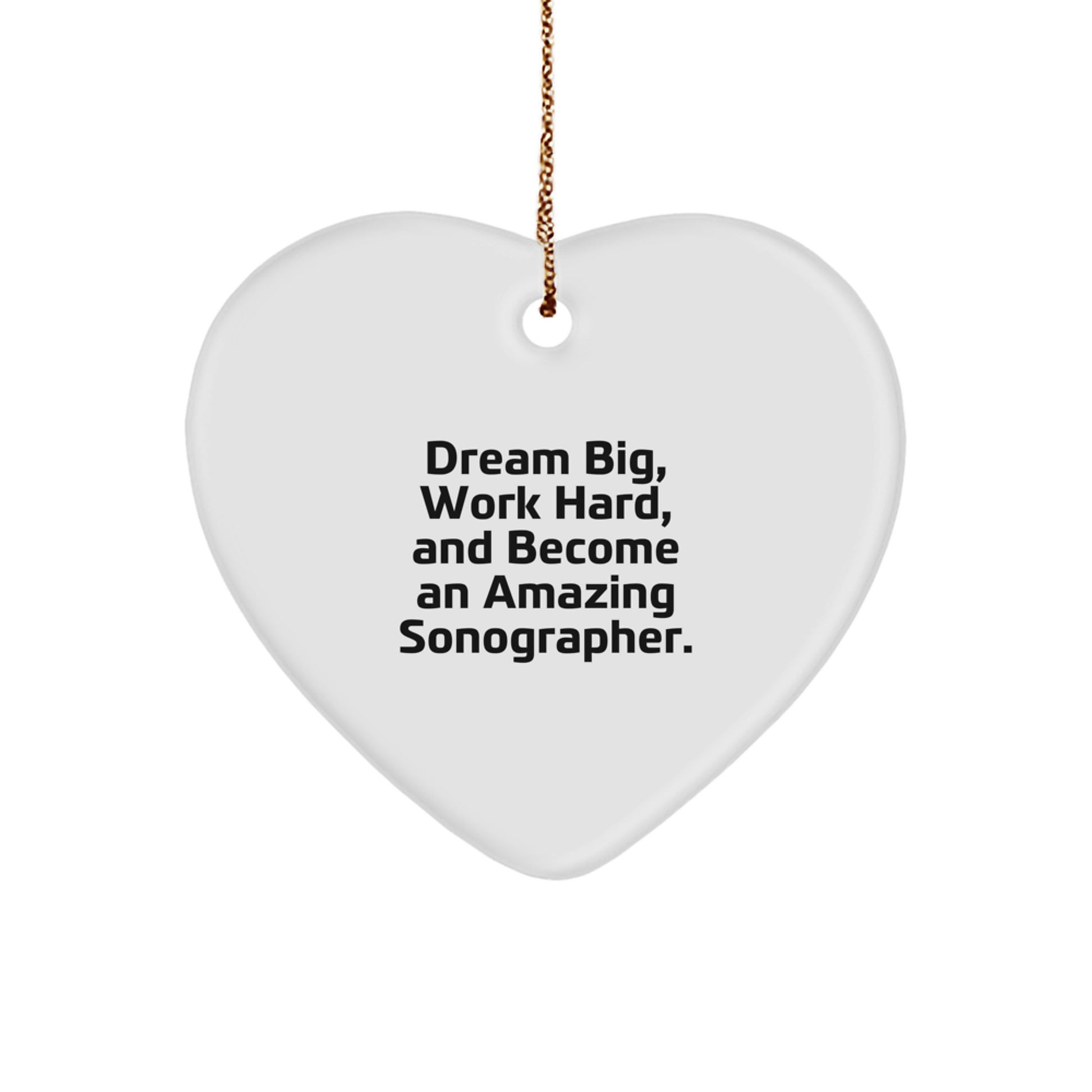 Unique Sonographer Inspired Heart Ornament Gifts from Friends for Christmas - Dream Big, Work Hard - Image 1