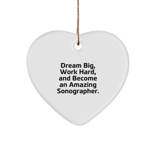 Unique Sonographer Inspired Heart Ornament Gifts from Friends for Christmas - Dream Big, Work Hard - Image 1