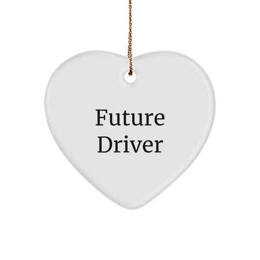 Funny Future Driver Heart Ornament, Gifts from Family for Drivers, Unique Christmas Unique Gifts for Men and Women - Image 1