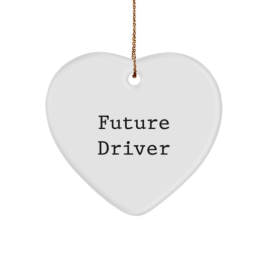 Funny Future Driver Gifts from Friends for Him - Driver Heart Ornament, Christmas Unique - Image 1