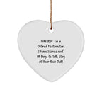 Funny Postmaster Heart Ornament Gifts from Friends to Family - 'Caution: I'm A Retired Postmaster...' Christmas Decoration