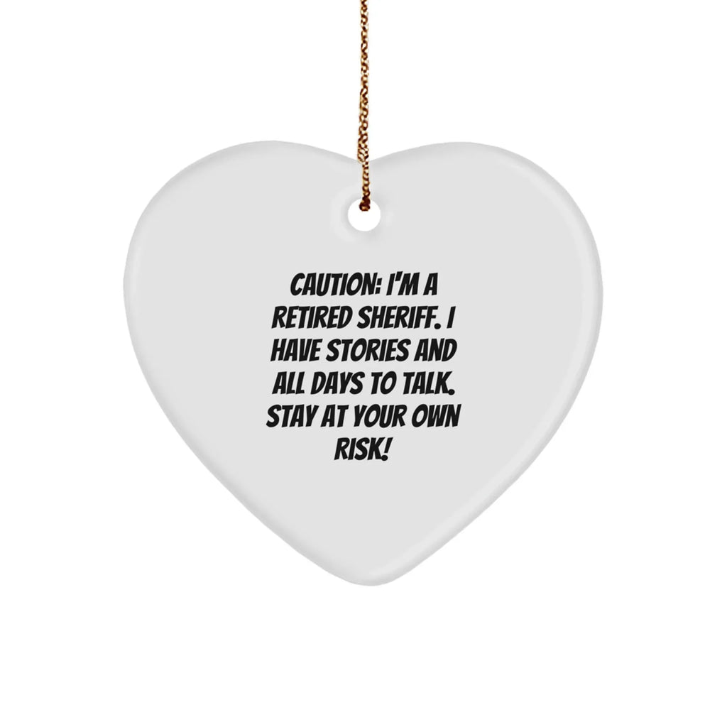 Funny Retired Sheriff Heart Christmas Tree Ornament
