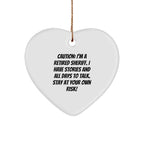 Funny Retired Sheriff Heart Christmas Tree Ornament