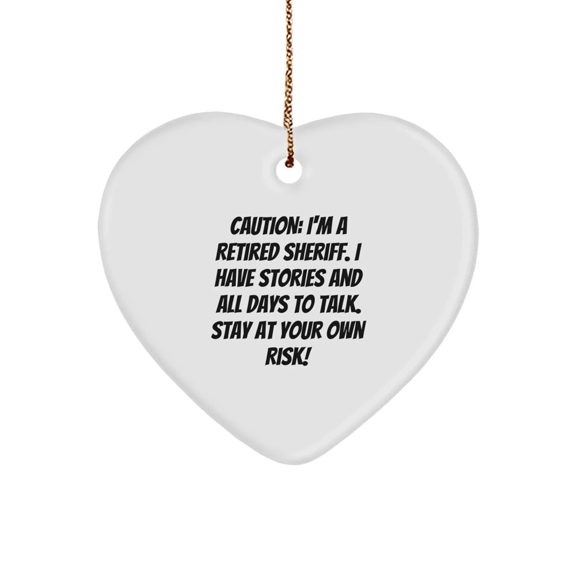 Funny Retired Sheriff Heart Christmas Tree Ornament