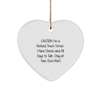 Funny Truck Driver Gifts from Friends for Christmas Unique Ornament, Caution: I'm A Retired Truck Driver. I Have Stories And All Days To Talk. Stay At Your Own Risk!
