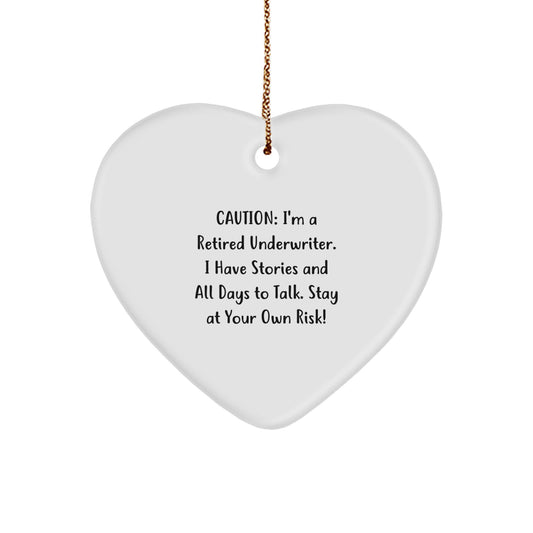 Funny Gift Ideas for Underwriter - Heart Ornament with Caution, Underwriter Gifts for Men or Women - Image 1
