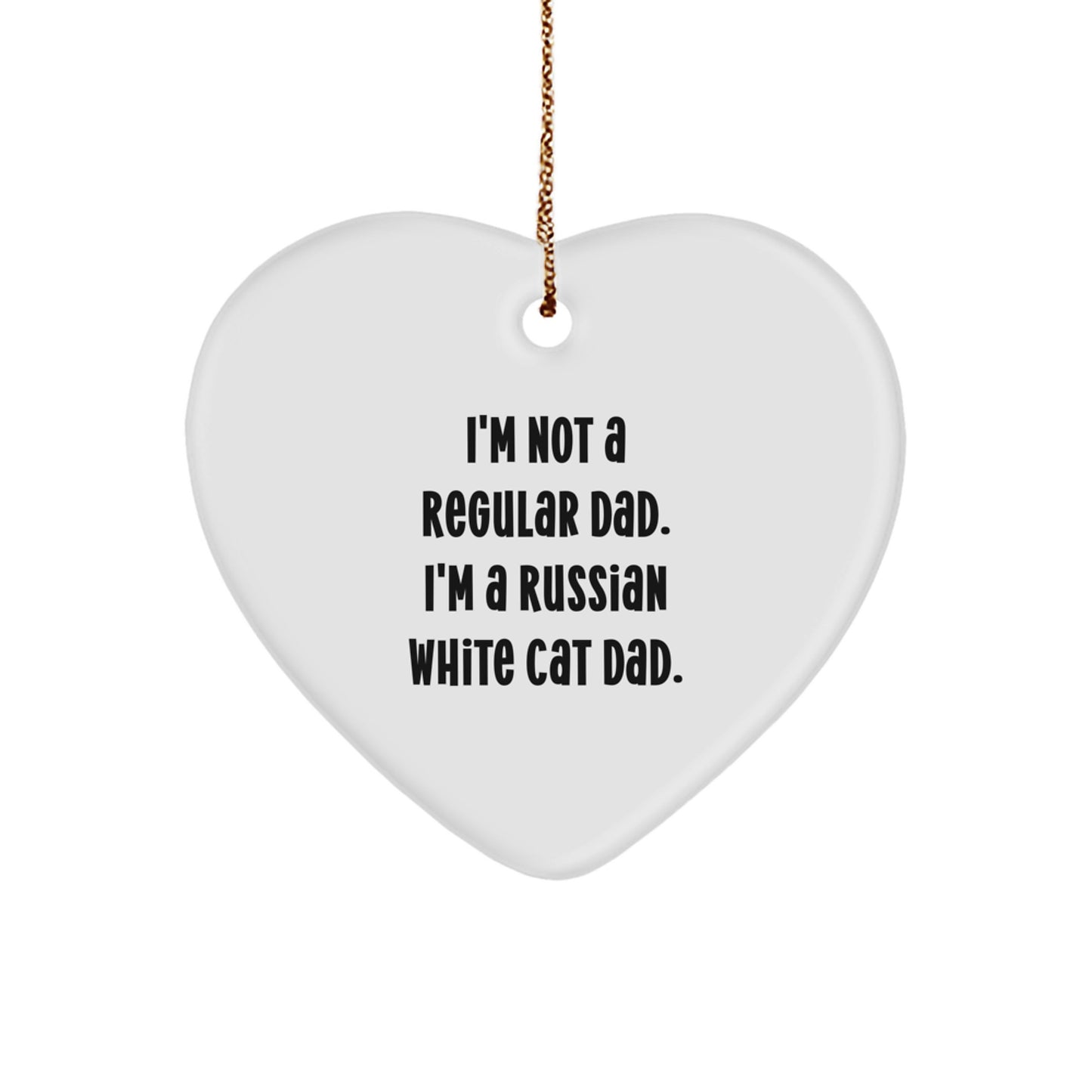 Funny Russian White Cat Dad Gifts for Christmas - Heart Ornament Gifts from Men to Family - Image 1