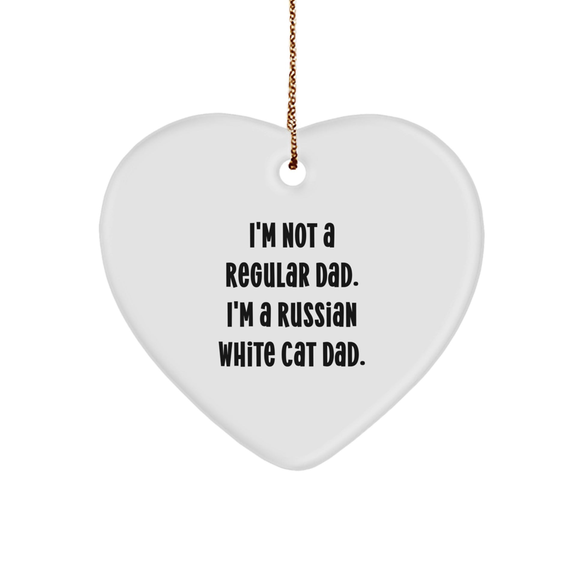 Funny Russian White Cat Dad Gifts for Christmas - Heart Ornament Gifts from Men to Family - Image 1