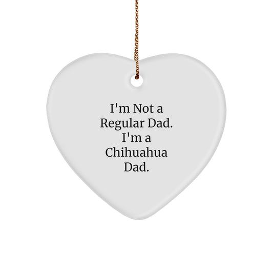 Funny Chihuahua Dad Gifts for Men - Heart Ornament with Sublimation Printed Design, Christmas Unique Gifts from Dad to Chihuahua Dog Lover - Image 1