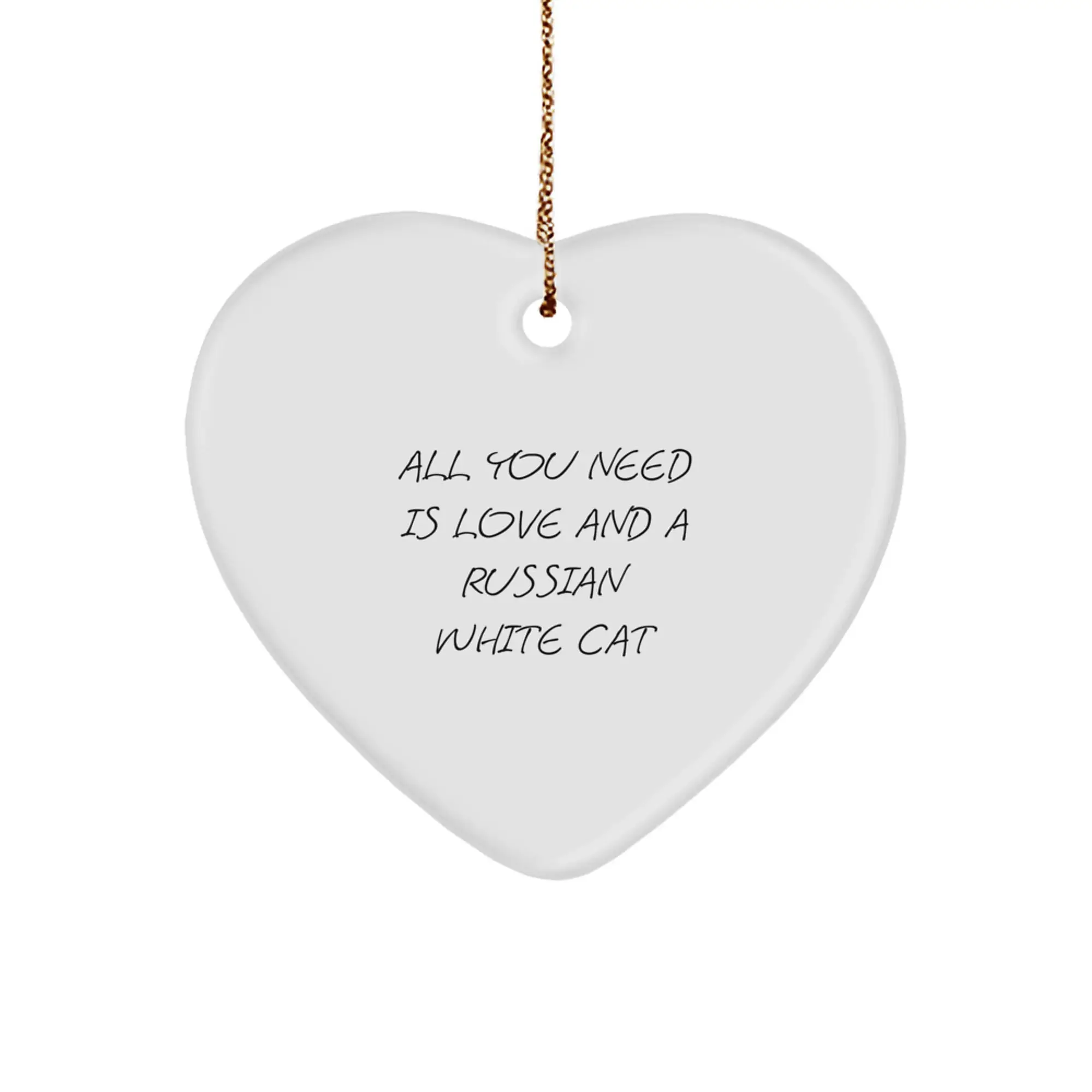 Russian White Cat Lover Gifts from Men to Women, Funny Heart Ornament for Russian White Cat Enthusiasts, Christmas Unique Gifts for Her, Him, Friends, and Family - Image 1
