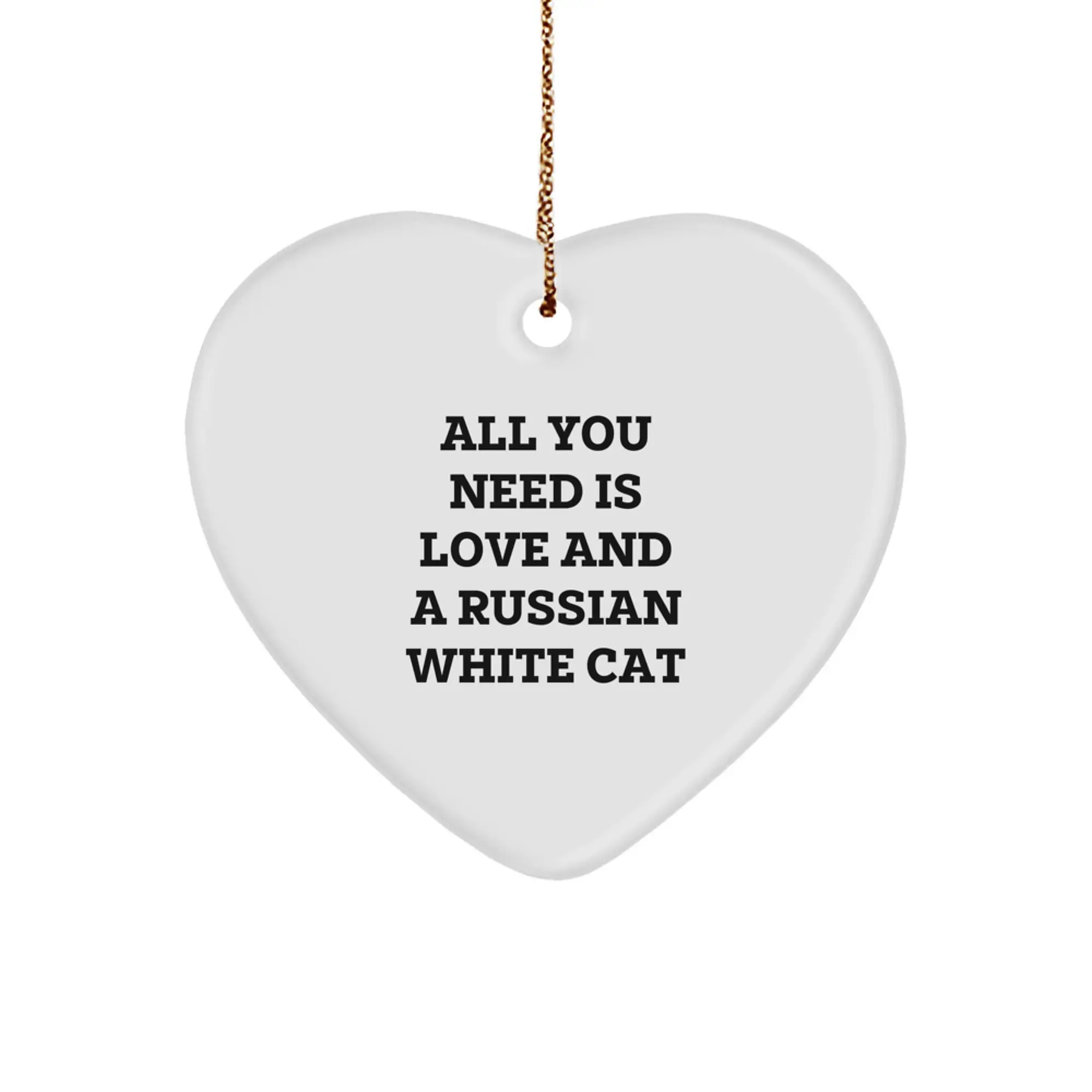 Russian White Cat Lover Gifts from Men for Women, Funny Heart Ornament for Christmas Unique Gifts - Image 1