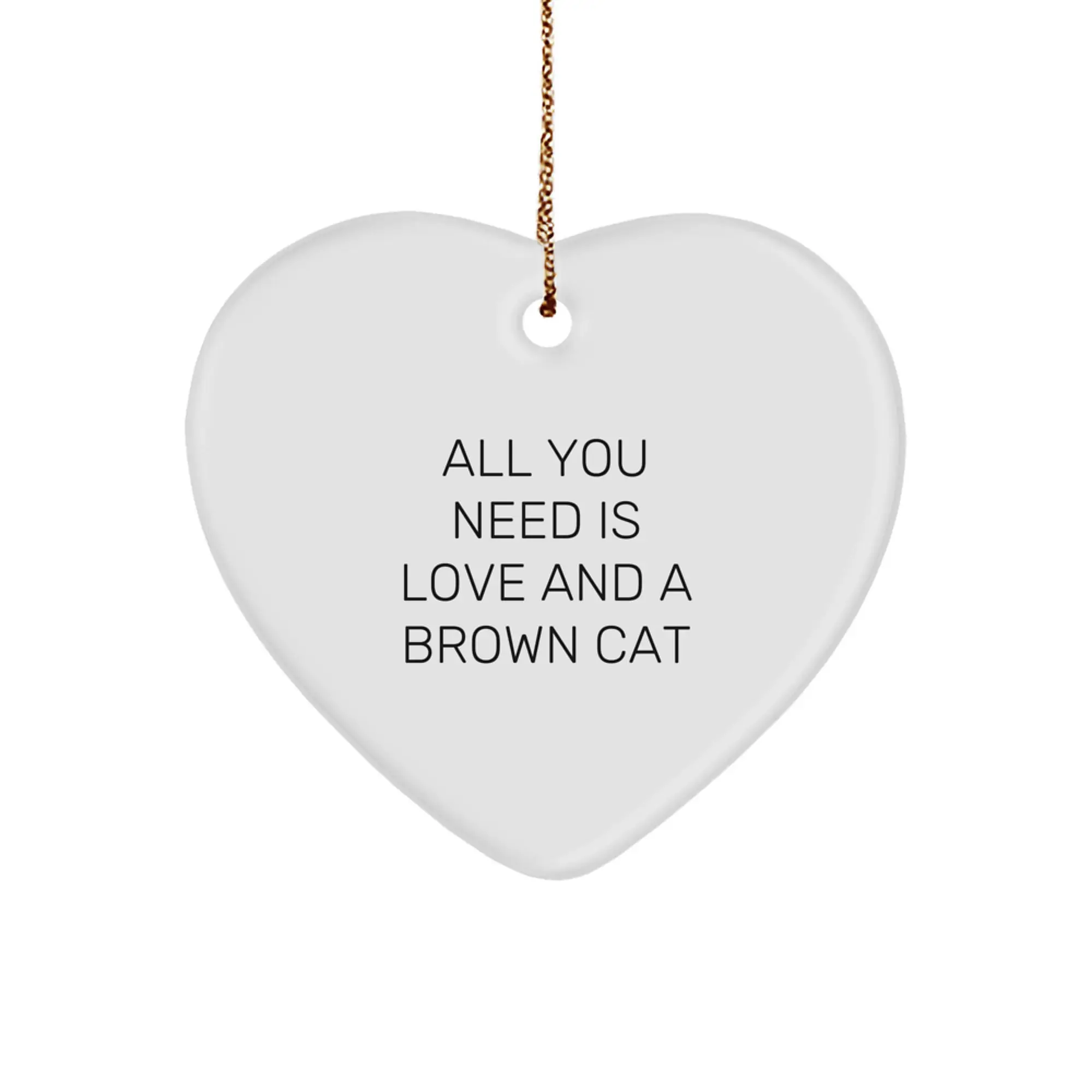 Funny Brown Cat Heart Ornament Gifts from Men to Family Members for Christmas, Brown Cat Lover's Unique Gift - Image 1