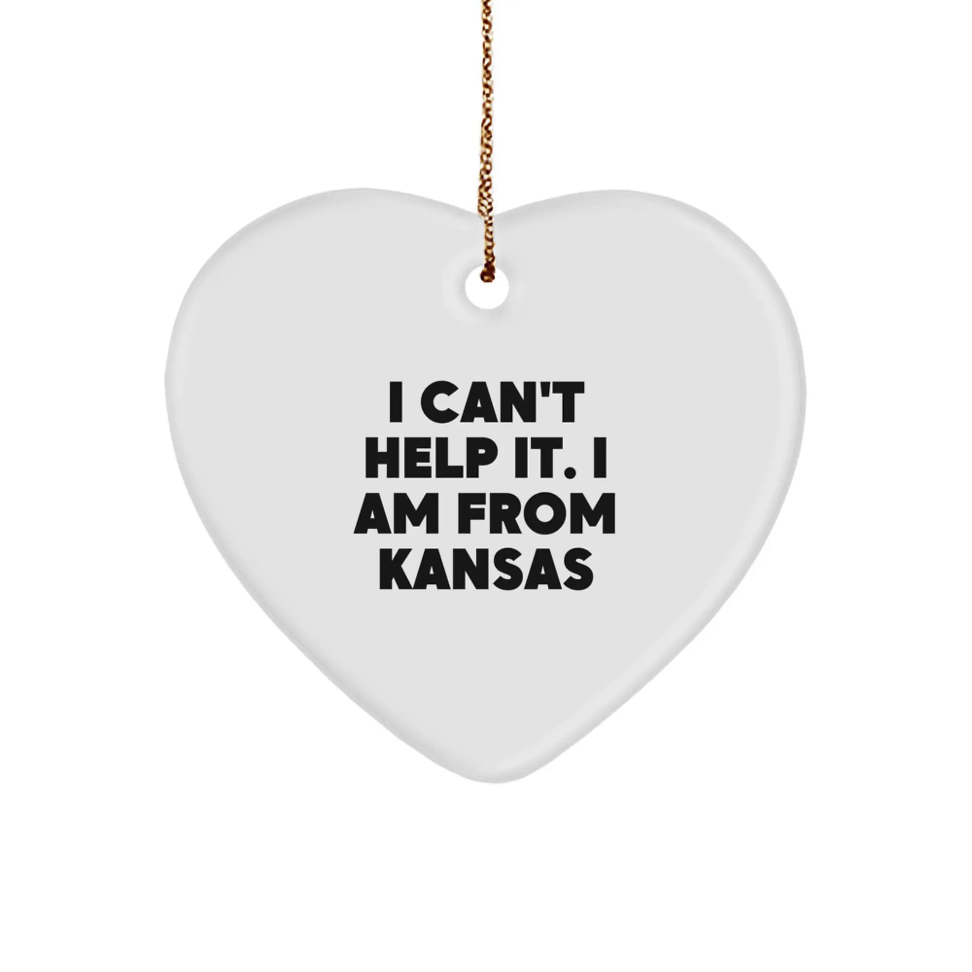Kansas Heart Ornament, Funny Quote Gifts from Kansas, Christmas Unique Gifts for Men Women Friends Family - Image 1