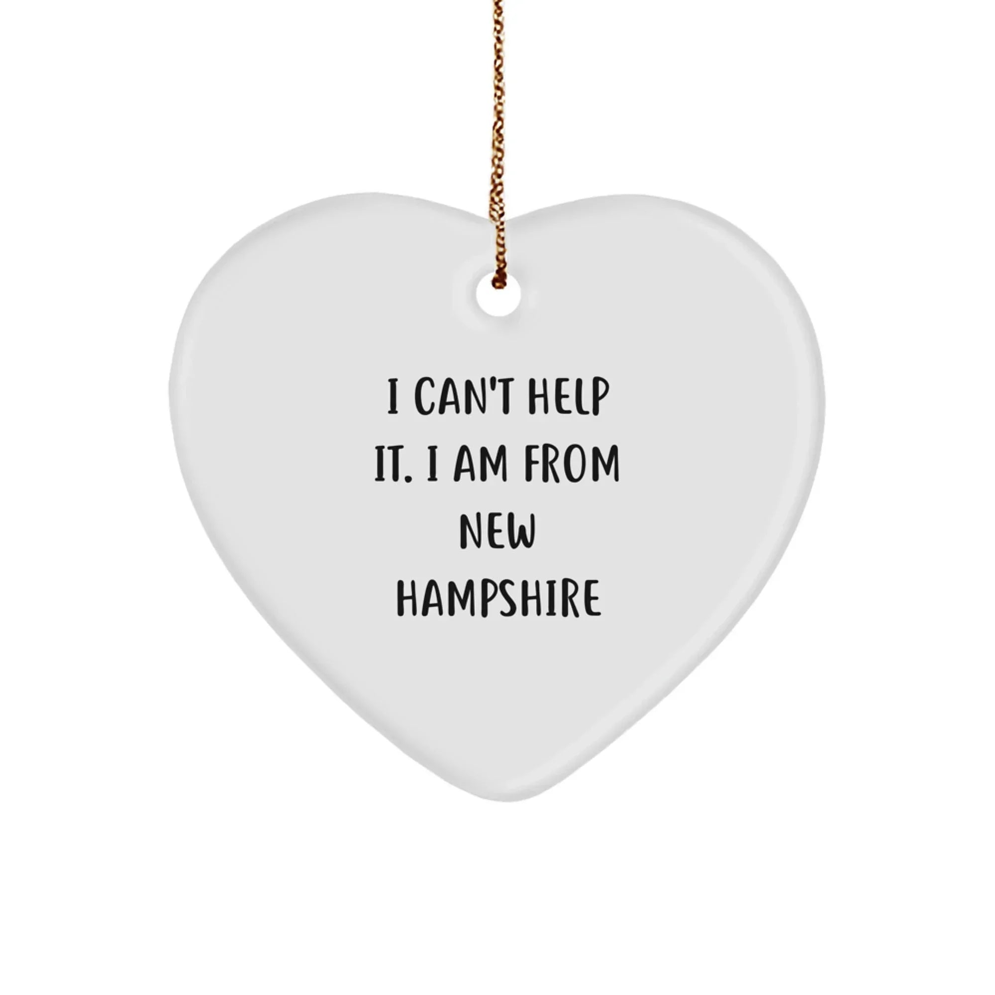 I'm a New Hampshire Girl at Heart, Cute Christmas Unique Gifts from Women to Men in New Hampshire, Heart Ornament