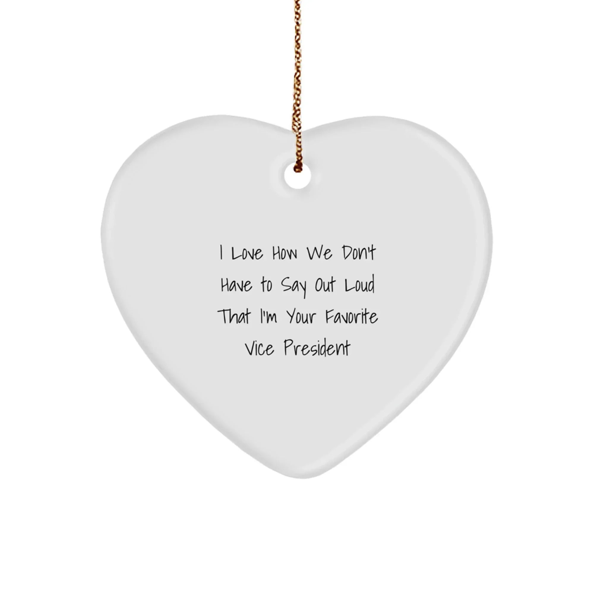 Funny Vice President Gifts from Friends for Men, White Heart Ornament Christmas Unique for Favorite Boss