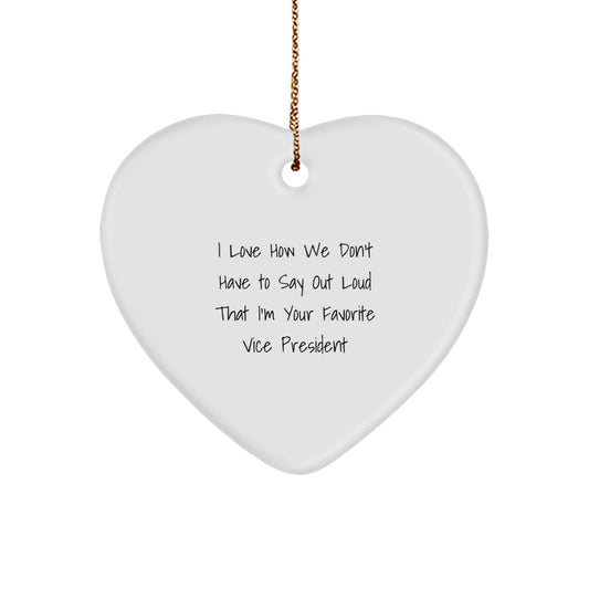 Funny Vice President Gifts from Friends for Men, White Heart Ornament Christmas Unique for Favorite Boss - Image 1