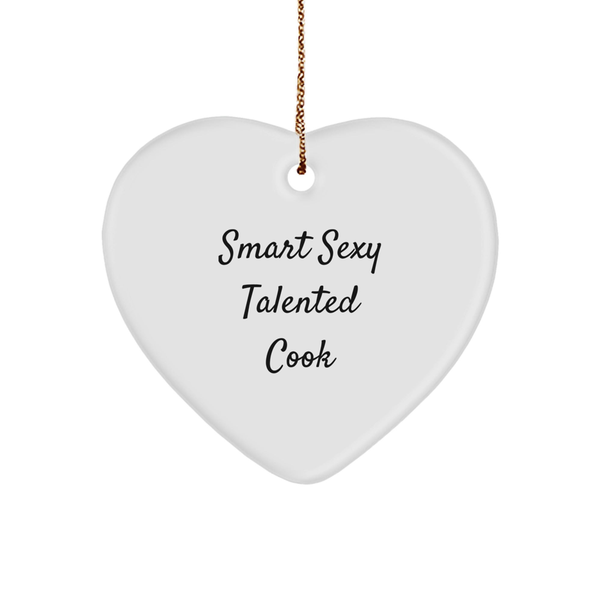 Christmas Unique Heart Ornament for Cook with Funny Quote - Gifts from Friends to Family - Image 1