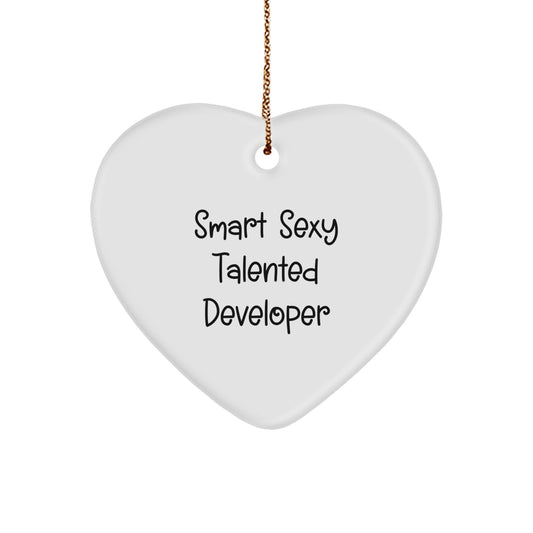 Smart Sexy Talented Developer Gifts, Heart Ornament with Funny Quote, Christmas Unique Gifts from Friends, Gifts for Developer