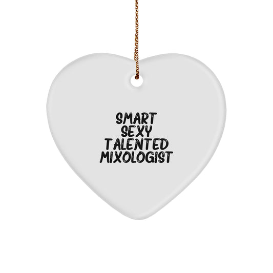 Funny 'Smart Sexy Talented Mixologist' Heart Ornament Gifts from Friends, Family, Coworkers, Men or Women for Christmas Unique Presents - Image 1