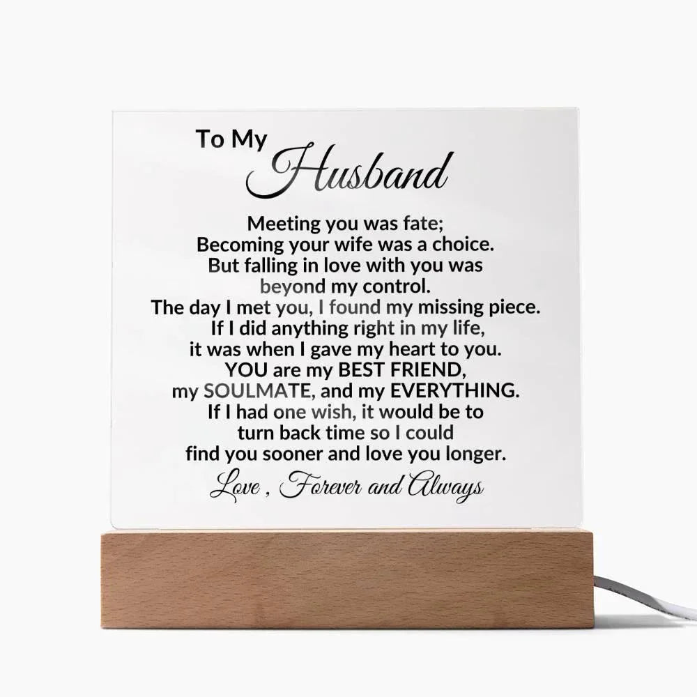 Heartfelt Gift for Husband - You are my Best Friend, My Soulmate, My Everything Anniversary Birthday Valentine Engraved Acrylic Plaque