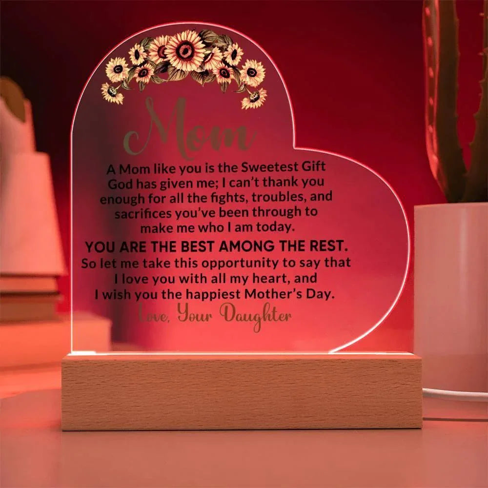 Heartfelt Gift for Mom - I Love You with All My Heart Personalized Acrylic Heart