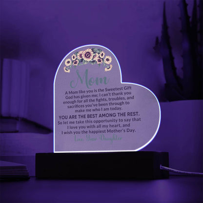 Heartfelt Gift for Mom - I Love You with All My Heart Personalized Acrylic Heart - Mallard Moon Gift Shop