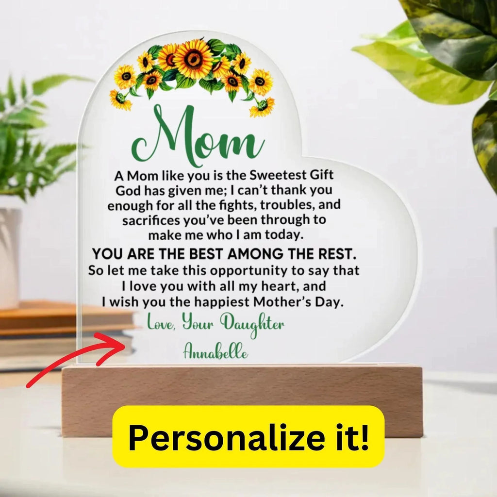 Heartfelt Gift for Mom - I Love You with All My Heart Personalized Acrylic Heart