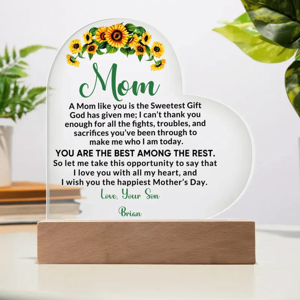 Heartfelt Gift for Mom - I Love You with All My Heart Personalized Acrylic Heart