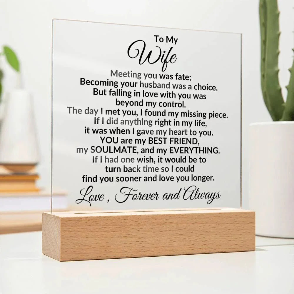 Heartfelt Gift for Wife You are My Best Friend, My Everything - Square Acrylic Plaque Personalized Birthday Anniversary Valentine Holiday